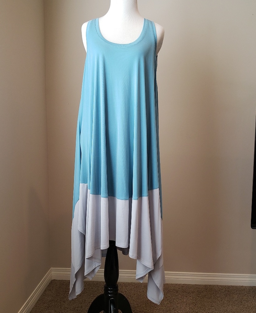 New BCBG MAXAZRIA Blue Handkerchief Hem Knit Dress